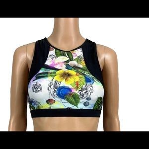 Athleta Swim Top Racerback Black Floral